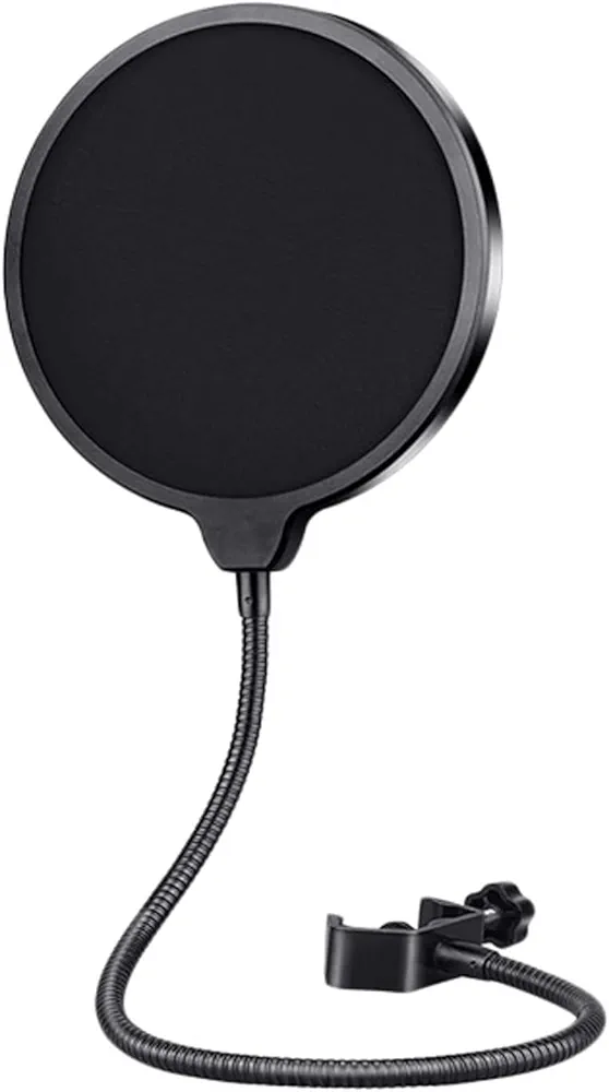 niceeshop Professional Microphone Pop Filter Mask Shield is Suitable for Blue Yeti and Any Other Microphone. The Microphone has a Double-Layer Wind Screen with a 360 gooseneck stabilizer arm-Black. : Musical Instruments