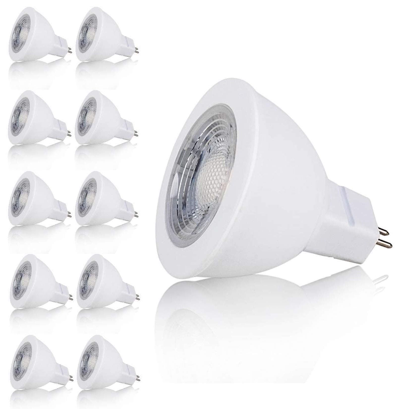 CBConcept UL-Listed MR16 GU5.3 LED Bulbs, 10-Pack, 5 Watt, Dimmable 500 Lumen, Warm White 3000K, 36°Beam Angle, 12V, 50W Halogen Equivalent, Recessed/Landscape LED Lighting | Designed In San Francisco