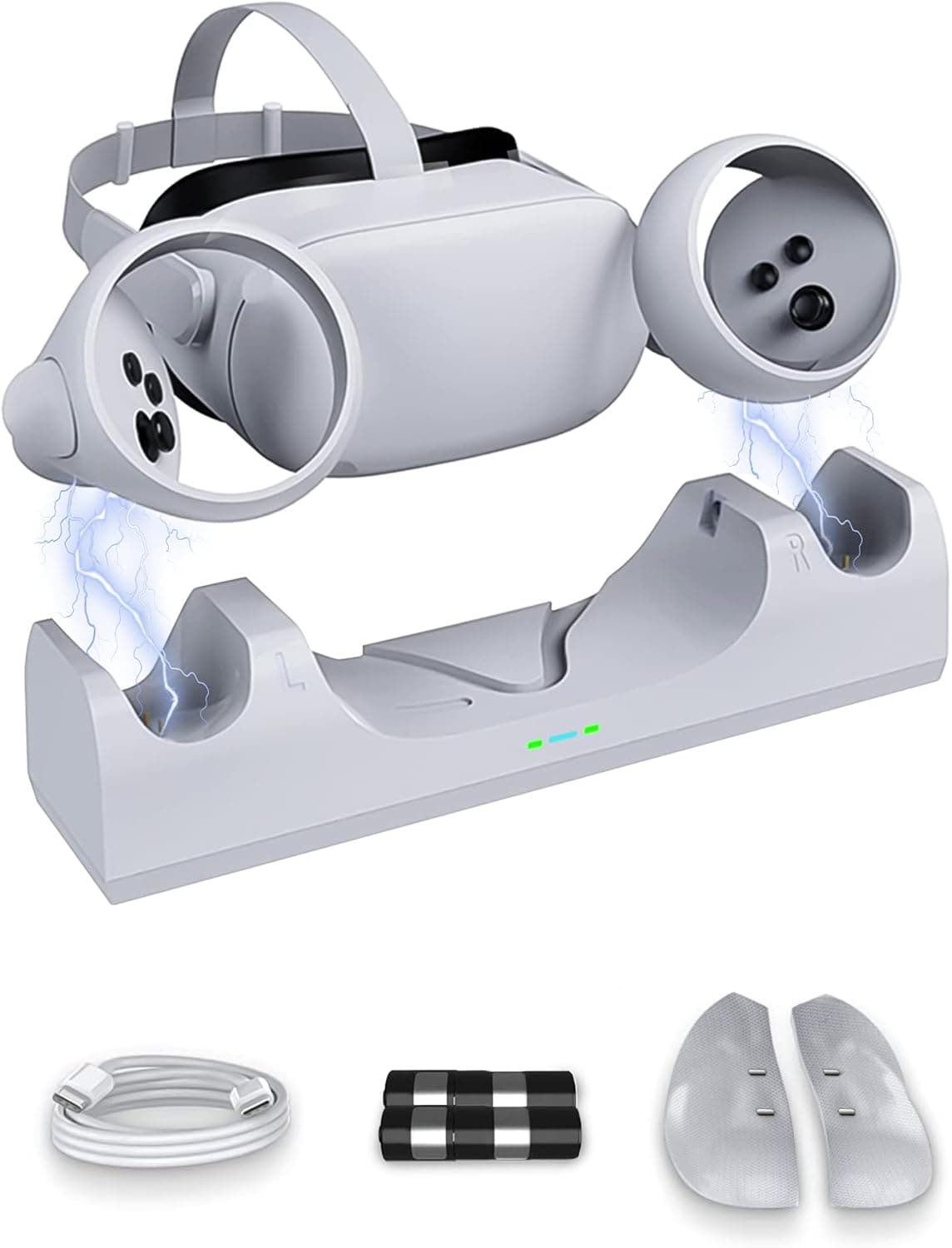 VR Charging Dock for Oculus Quest 2/Meta Quest 2, Oculus Quest 2 Accessories,Updated Meta Quest 2 Charging,VR Controller and Headset Charge Simultaneously