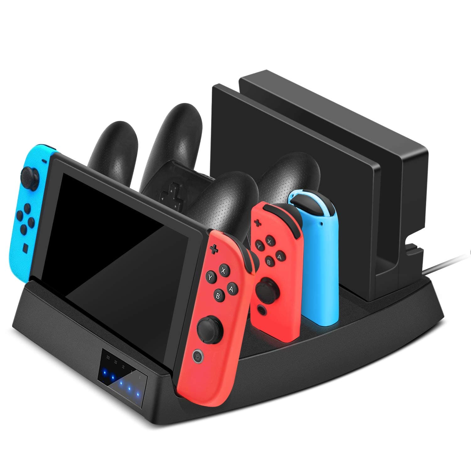 TNP Charging Dock for Nintendo Switch/Switch Lite, Joy-Con Controllers and Pro Controllers, All in One Power Charge Station & Storage Hub for Console and Controllers w/USB Type C AC Adapter Cable